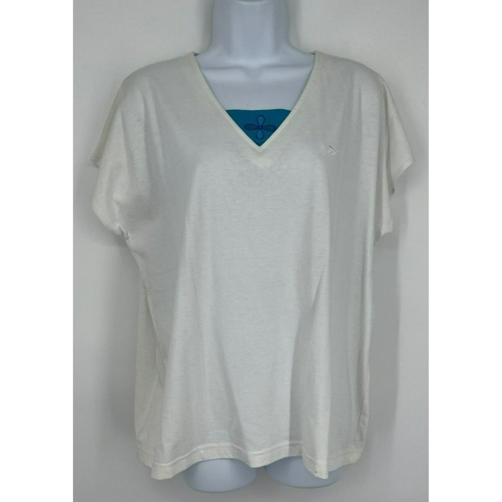 Reebok Tennis Cap Sleeve V-Neck T-Shirt Size L